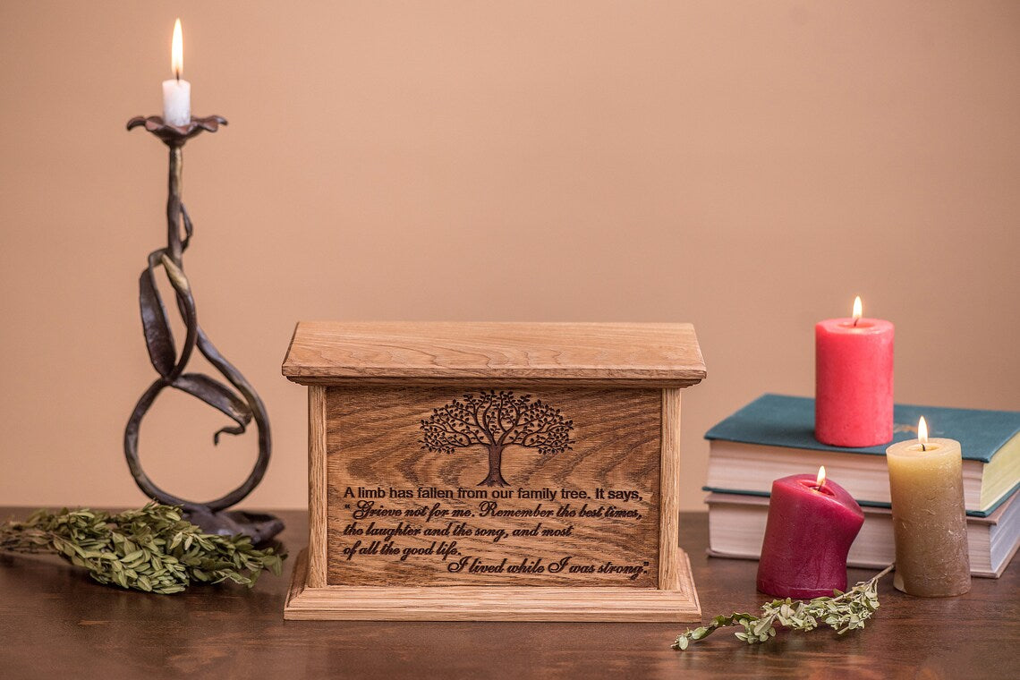 Urns for Human Ashes / Cremation Memorial Urn / Memory box - Tree of Life Wooden Urn - JTNLAB