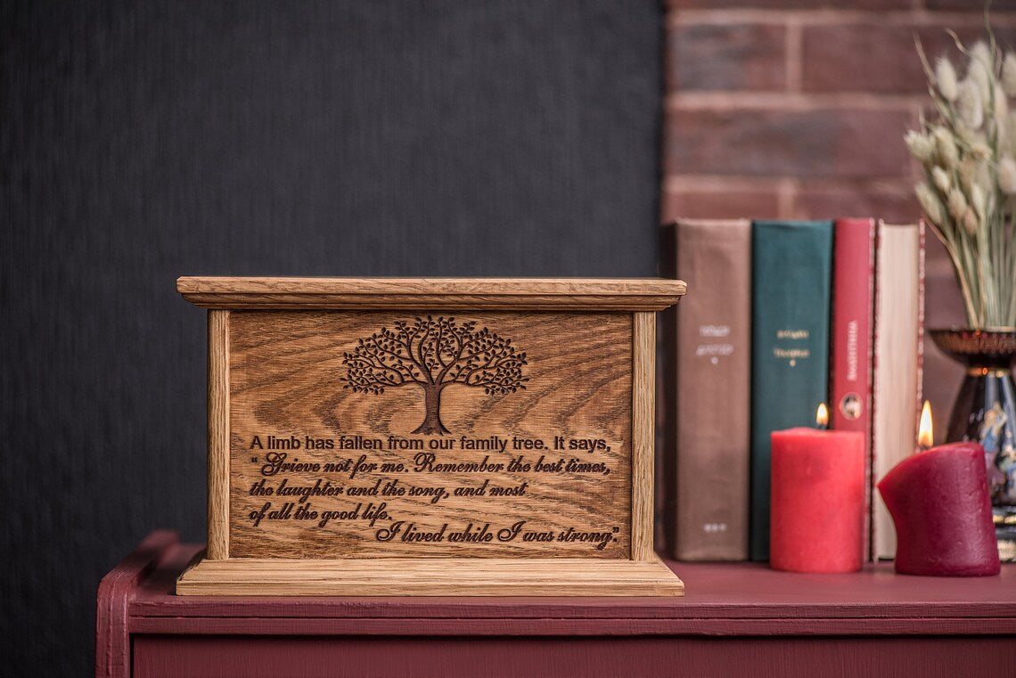 Urns for Human Ashes / Cremation Memorial Urn / Memory box - Tree of Life Wooden Urn - JTNLAB