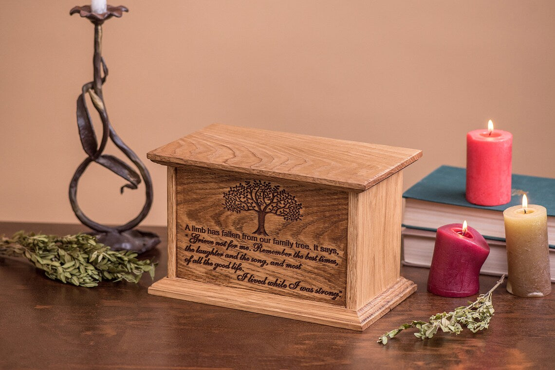 Urns for Human Ashes / Cremation Memorial Urn / Memory box - Tree of Life Wooden Urn - JTNLAB