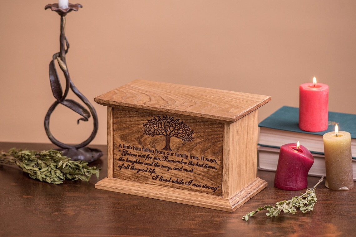 Cremation Urns for Human Ashes / Memorial Urn / Memory box - Tree of Life Wooden Urn - JTNLAB