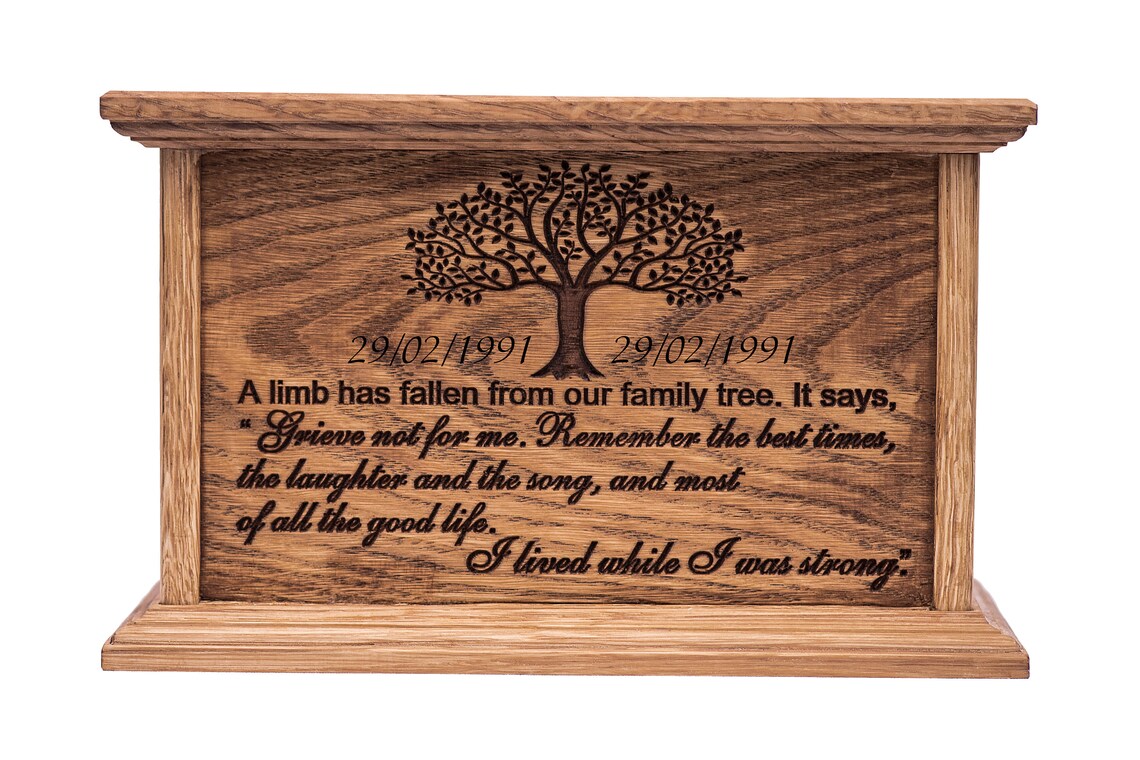 Urns for Human Ashes / Cremation Memorial Urn / Memory box - Tree of Life Wooden Urn - JTNLAB