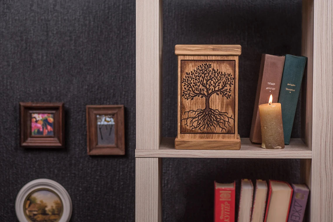 Memorial Urn for Human Ashes Cremation Urns / Memorial Urn / Memory box - Tree of Life Wooden Urn - JTNLAB