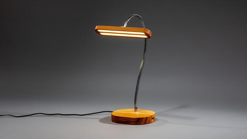 JTNLAB LAMP Ash / Silver Colour WOODEN GOOSENECK DESK LAMP