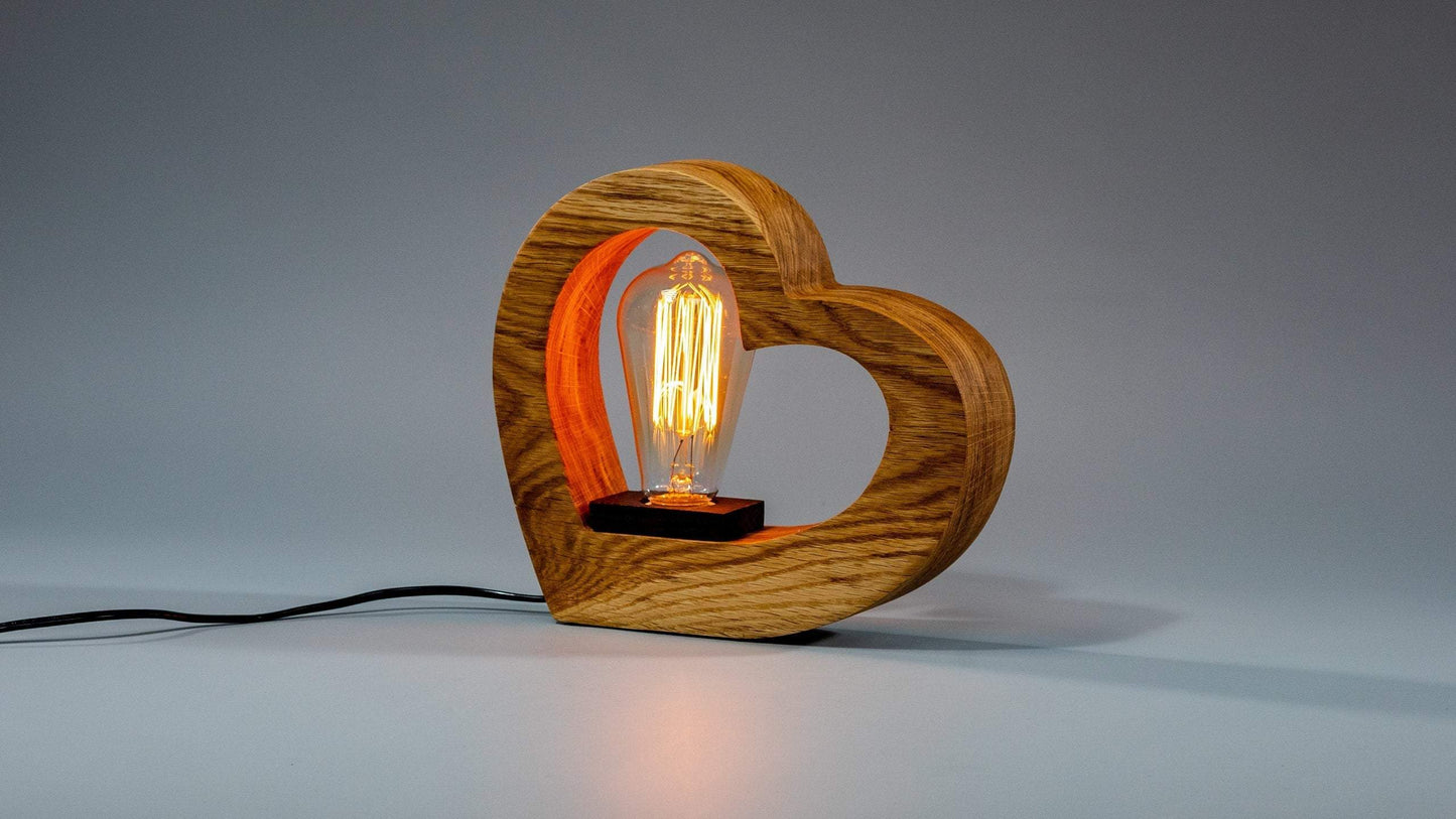 JTNlab LAMP Oak WOODEN VINTAGE LAMP - HEART