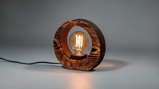 JTNlab LAMP Pine / No Personalization WOODEN VINTAGE EDISON LAMP