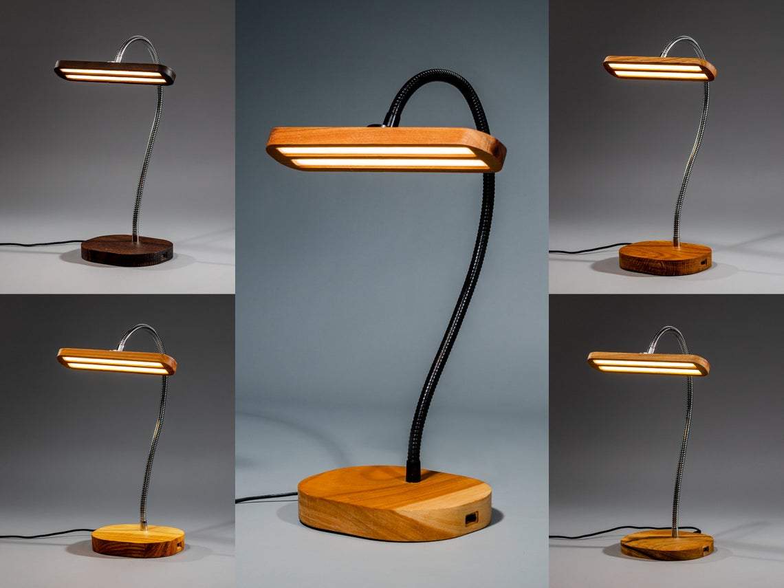 JTNLAB LAMP WOODEN GOOSENECK DESK LAMP