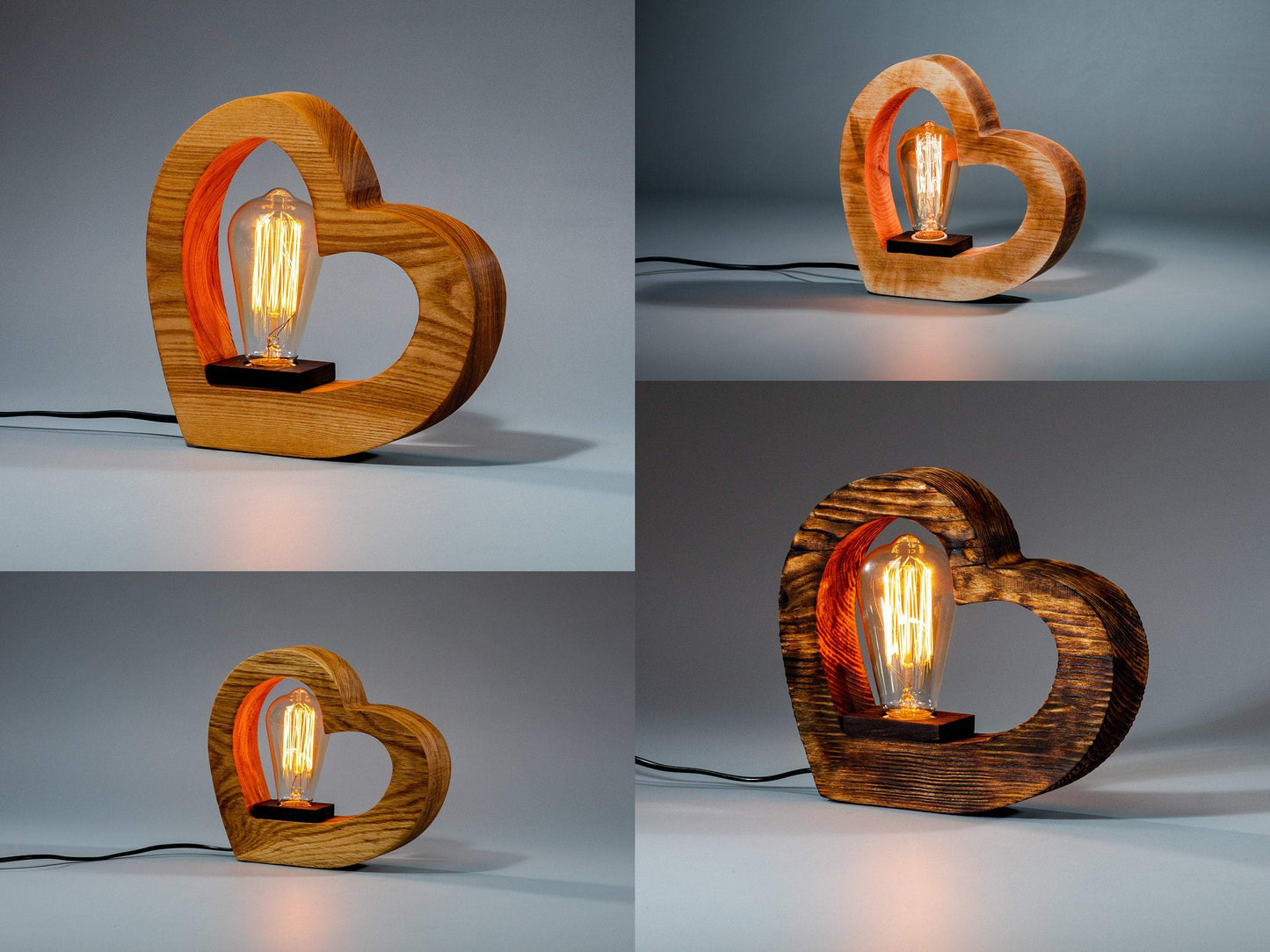 JTNlab LAMP WOODEN VINTAGE LAMP - HEART