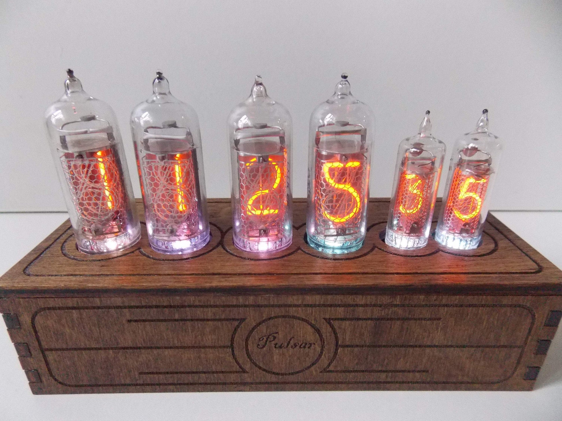 JTNlab Nixie Tube Clock 4xIN14 2xIN16 RGB Russian Wooden Home Decor Dieselpunk Soviet Table Christmas Boyfriend Gift For Him
