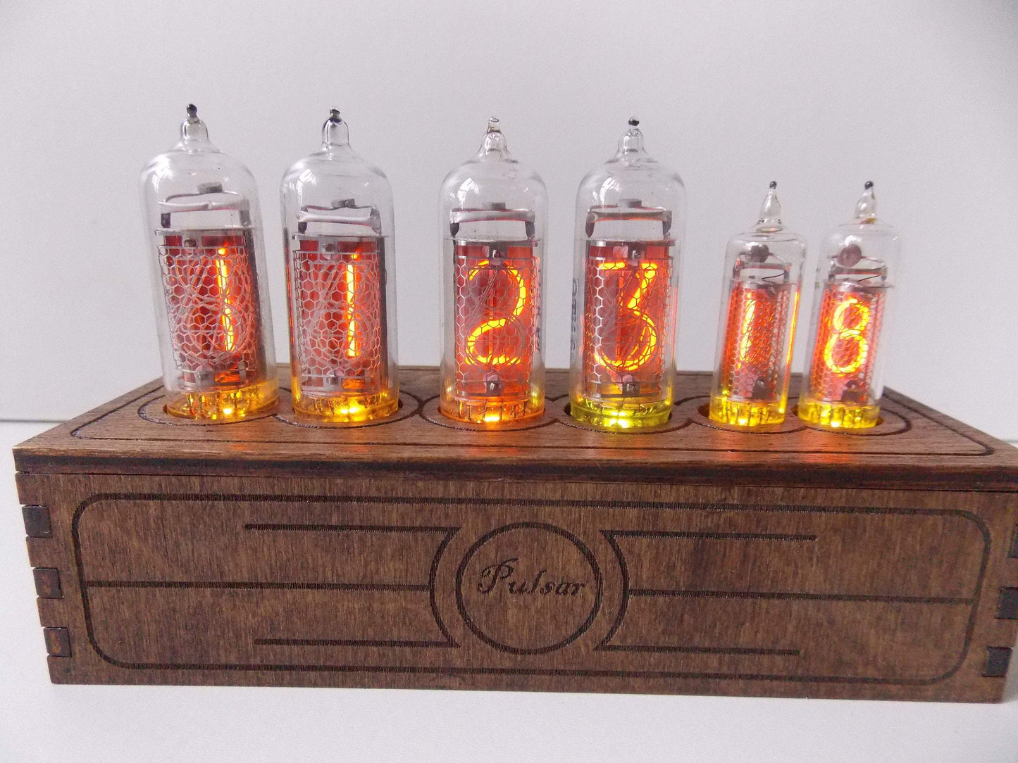 JTNlab Nixie Tube Clock 4xIN14 2xIN16 RGB Russian Wooden Home Decor Dieselpunk Soviet Table Christmas Boyfriend Gift For Him