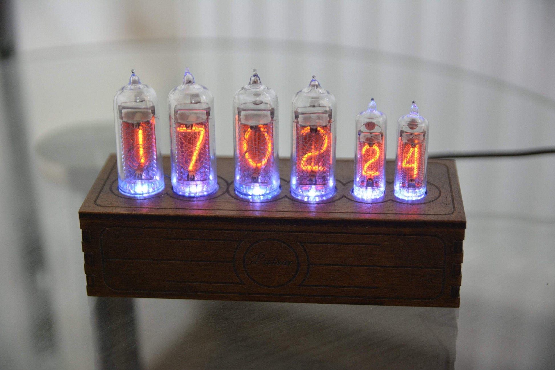 JTNlab Nixie tube clock IN14 + IN16 RGB backlight Tubes/ Wooden Home Decor/ bedside table clock for bedroom / gift for Boyfriend / gift for Him