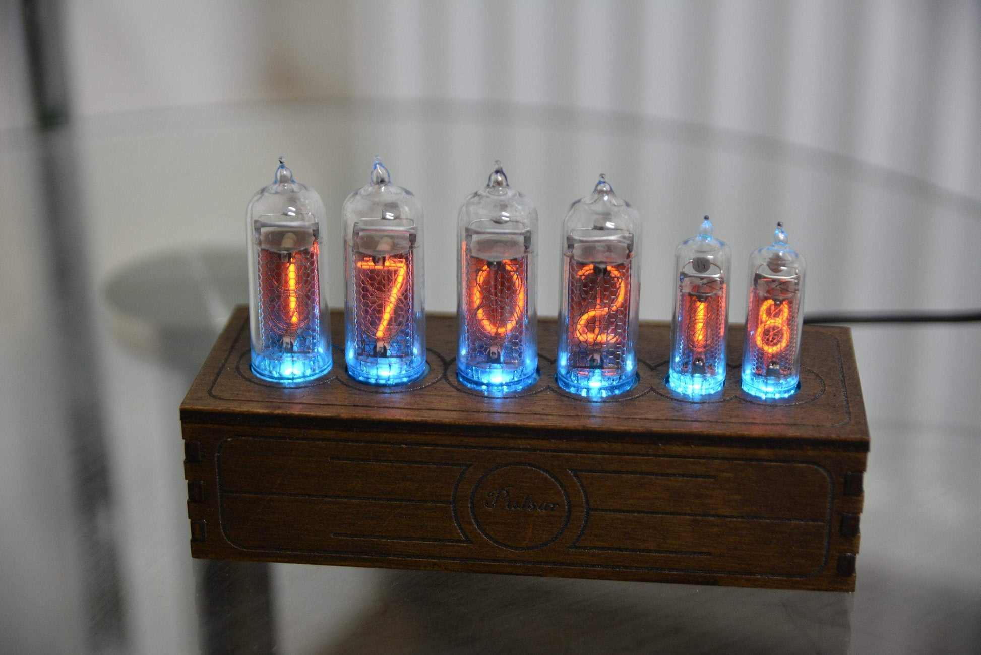 JTNlab Nixie tube clock IN14 + IN16 RGB backlight Tubes/ Wooden Home Decor/ bedside table clock for bedroom / gift for Boyfriend / gift for Him