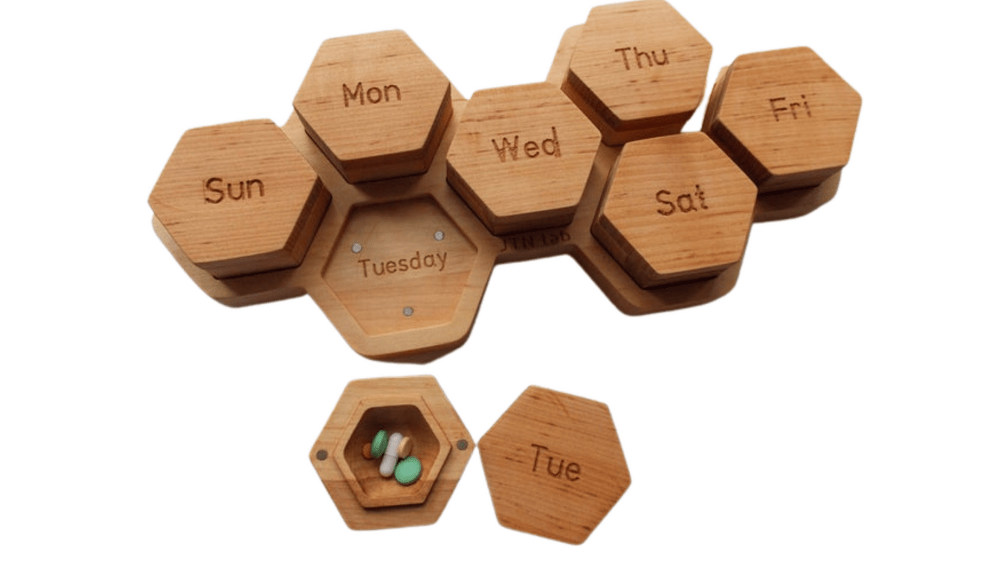 JTNlab PILLBOX 1 TIME DAILY MODULAR PILL BOX - HONEYCOMB