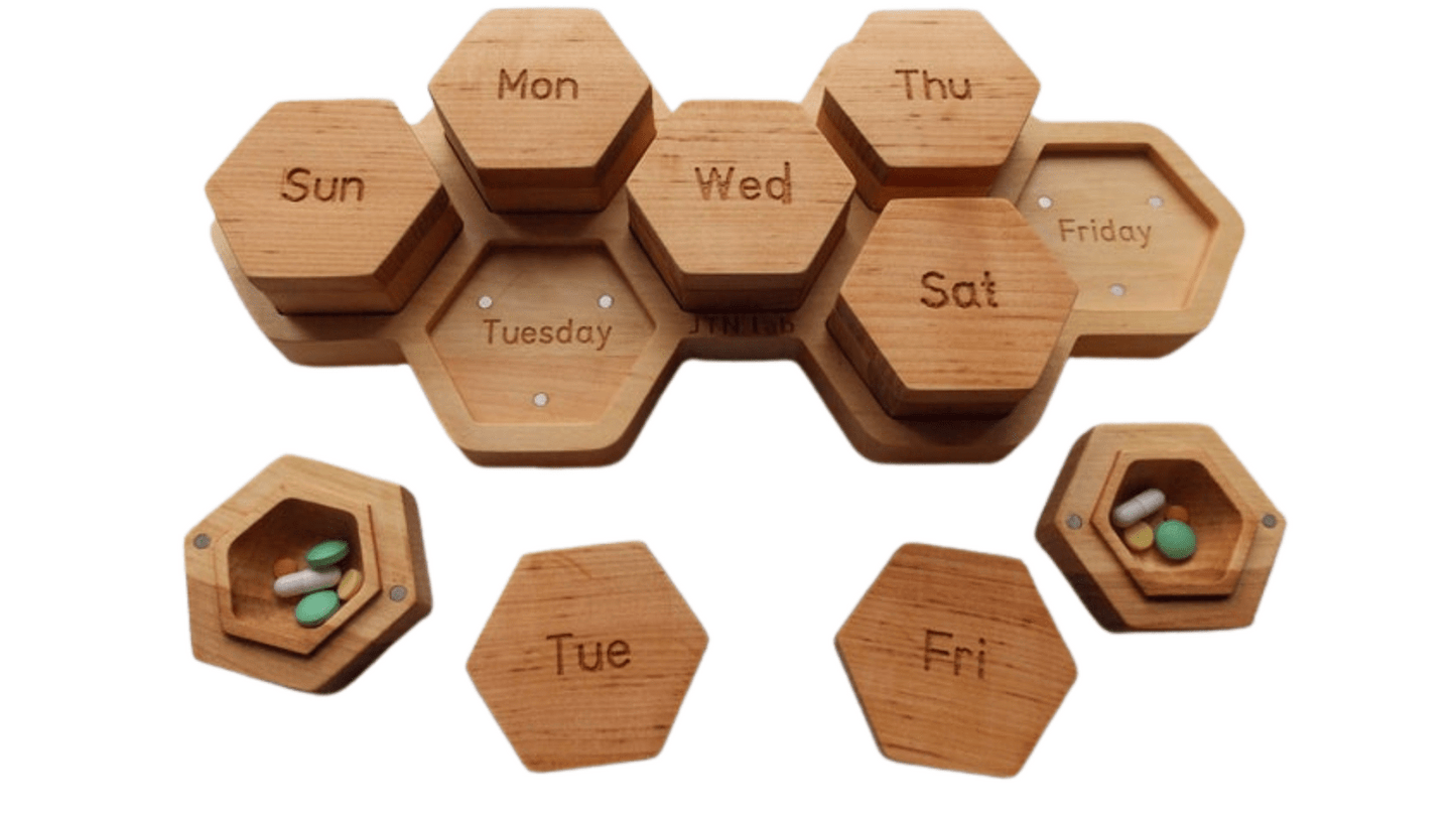 JTNlab PILLBOX 1 TIME DAILY MODULAR PILL BOX - HONEYCOMB