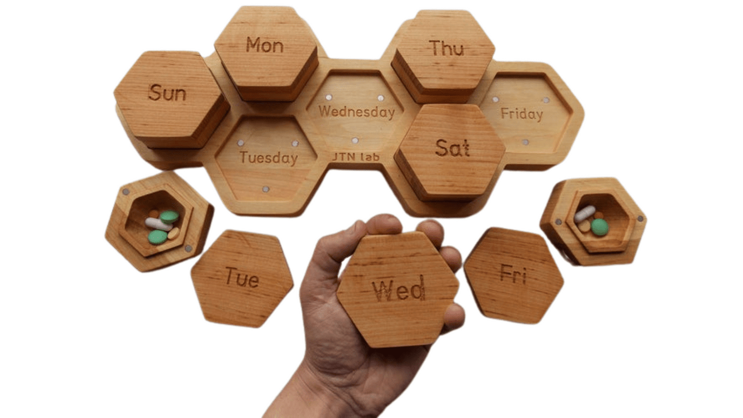 JTNlab PILLBOX 1 TIME DAILY MODULAR PILL BOX - HONEYCOMB