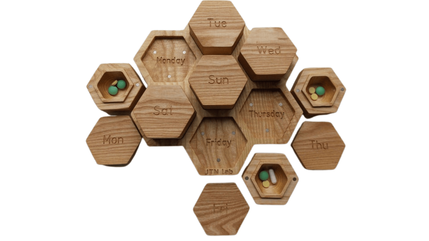 JTNlab PILLBOX 1 TIME DAILY MODULAR PILL BOX - HONEYCOMB V1