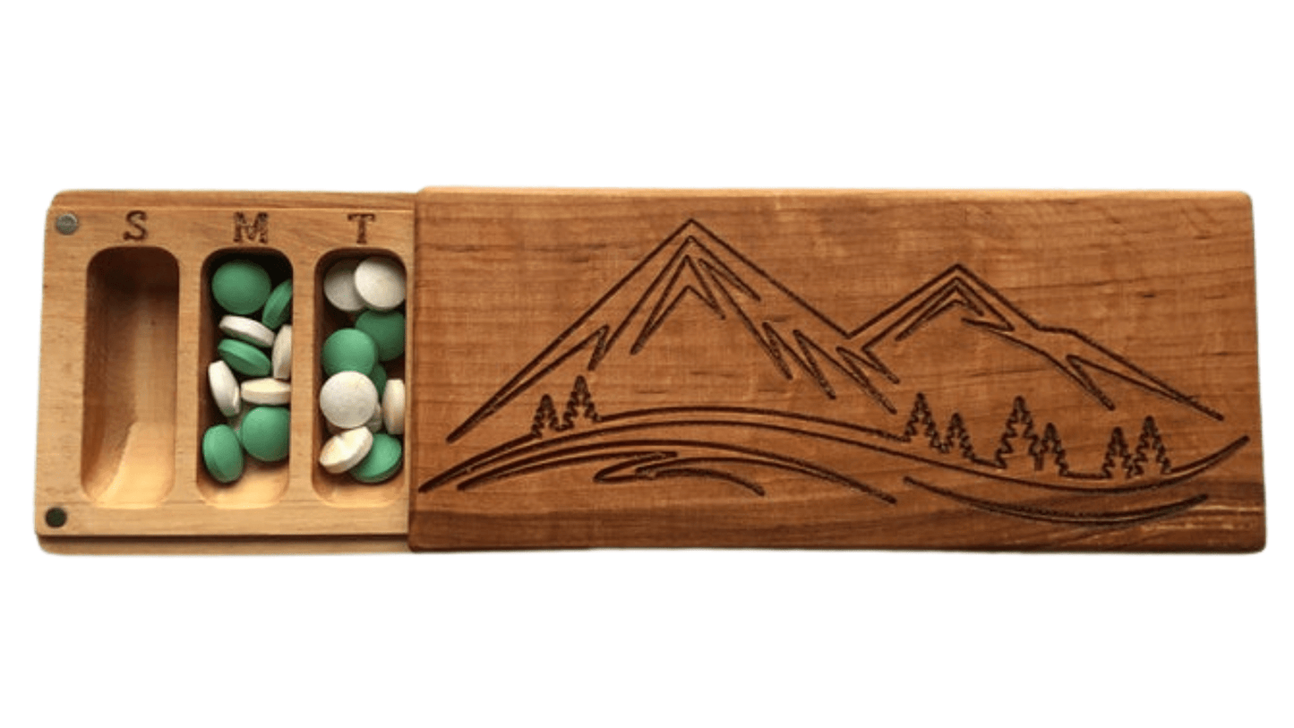 JTNlab PILLBOX Alder / Please Select BIG WOODEN PILL BOX - MOUNTAINS