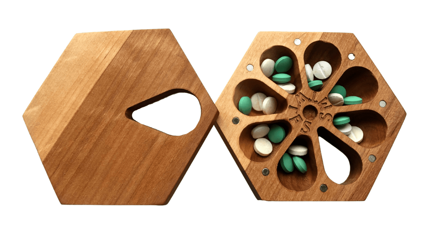 JTNlab PILLBOX Alder / Please Select HEXAGON WOODEN PILL BOX - NATURAL WOOD