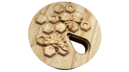 JTNlab PILLBOX Ash / External Lid / No Personalization ROUND WOODEN PILL BOX - 3D HONEYCOMB vs BEES