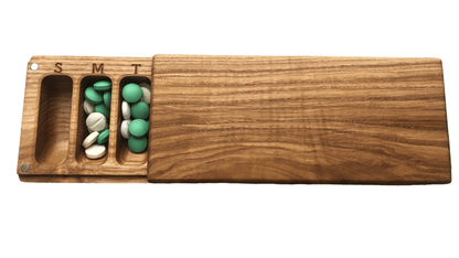 JTNlab PILLBOX Ash / No Personalization BIG WEEKLY PILL BOX - NATURAL WOOD