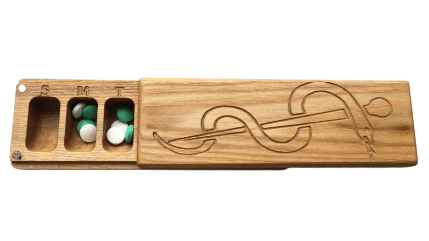 JTNlab PILLBOX Ash / No Personalization / External Lid WOODEN PILL BOX -  SNAKE