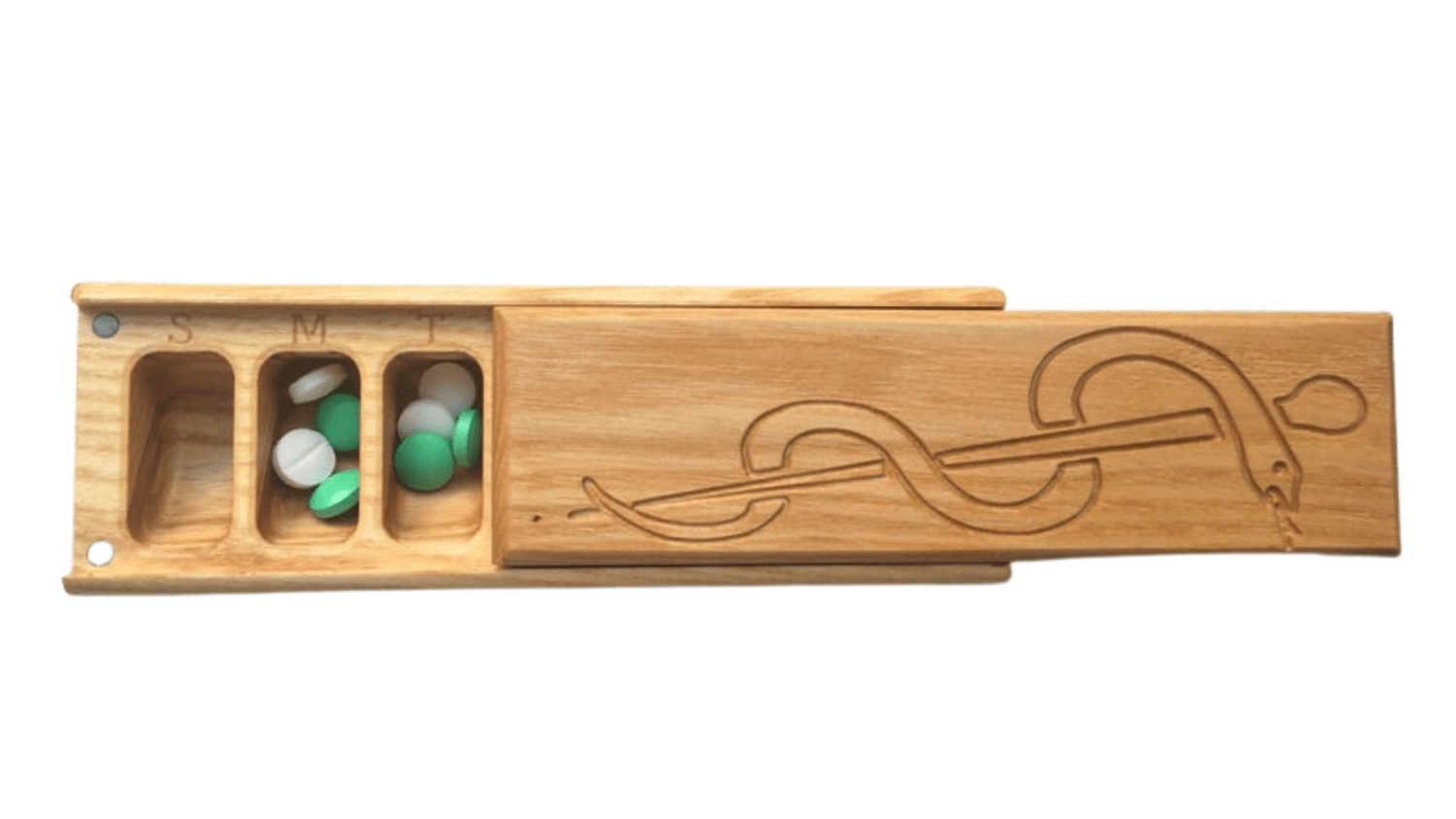 JTNlab PILLBOX Ash / No Personalization / Interntal Lid WOODEN PILL BOX -  SNAKE
