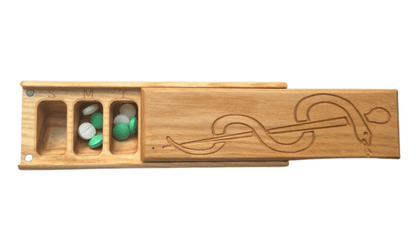 JTNlab PILLBOX Ash / No Personalization / Interntal Lid WOODEN PILL BOX -  SNAKE