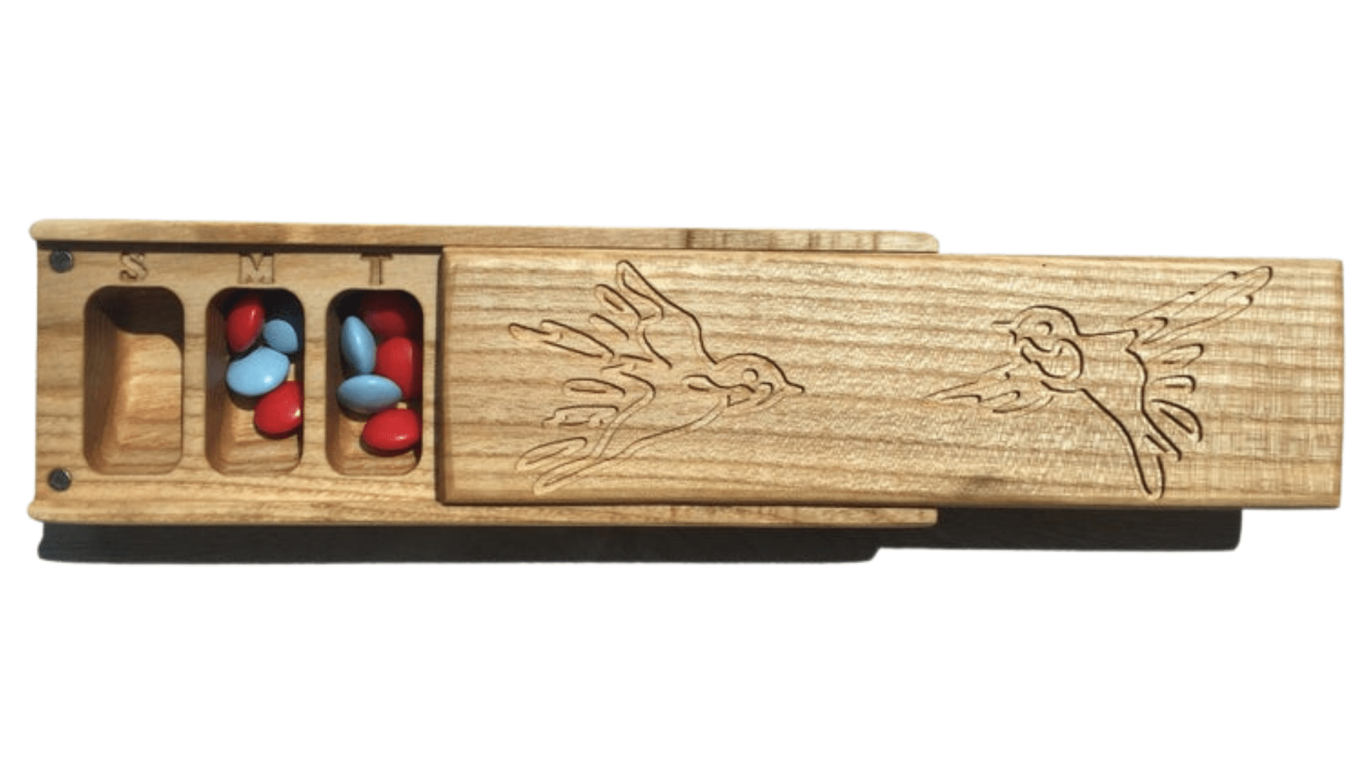 JTNlab PILLBOX Ash / No Personalization WOODEN PILL BOX -  BIRDS