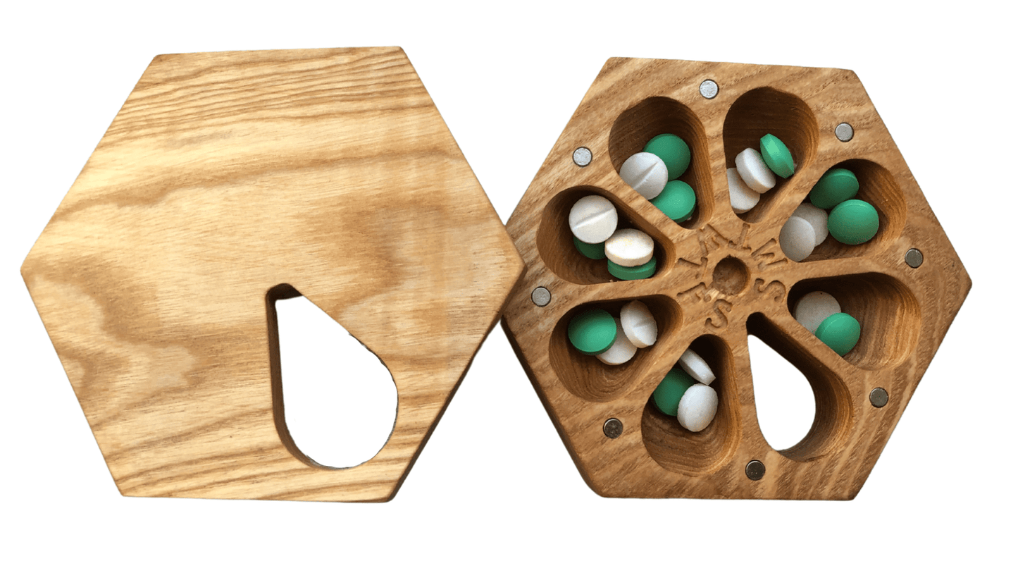 JTNlab PILLBOX Ash / Please Select HEXAGON WOODEN PILL BOX - NATURAL WOOD