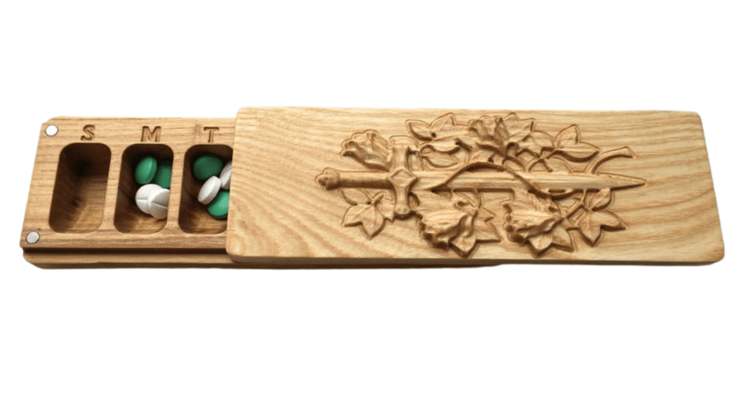 JTNlab PILLBOX Ash / Please Select WOODEN PILL BOX - 3D SWORD IN ROSES