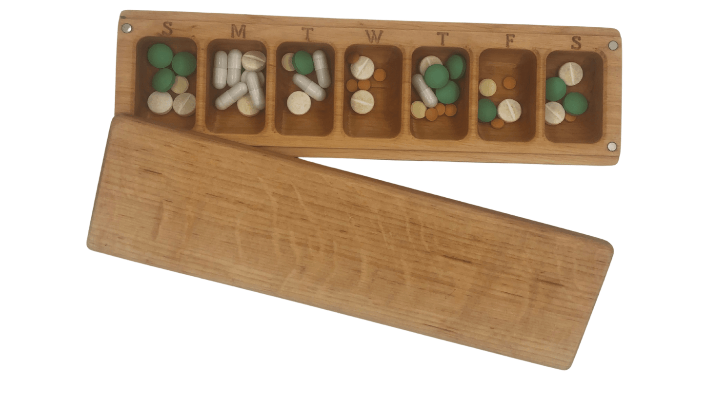 JTNlab PILLBOX BIG WEEKLY PILL BOX -  NATURAL WOOD