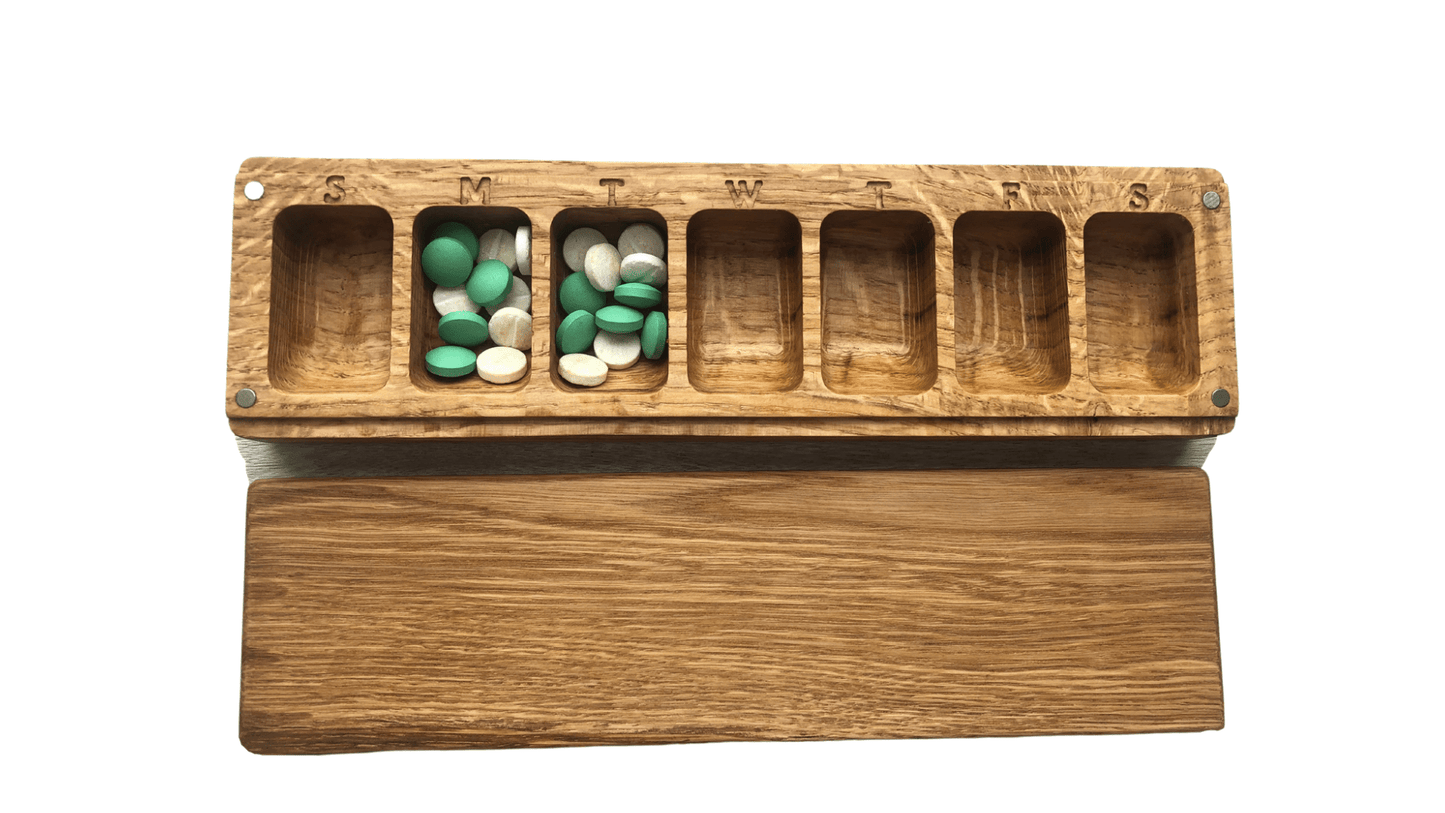 JTNlab PILLBOX BIG WEEKLY PILL BOX -  NATURAL WOOD