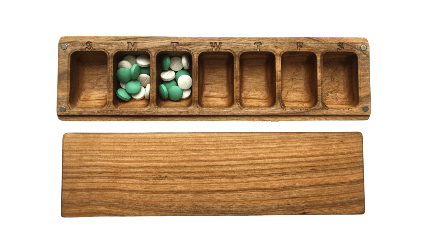 JTNlab PILLBOX BIG WEEKLY PILL BOX -  NATURAL WOOD