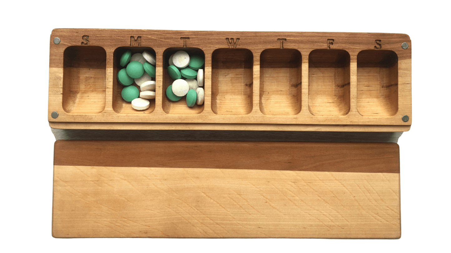 JTNlab PILLBOX BIG WEEKLY PILL BOX -  NATURAL WOOD