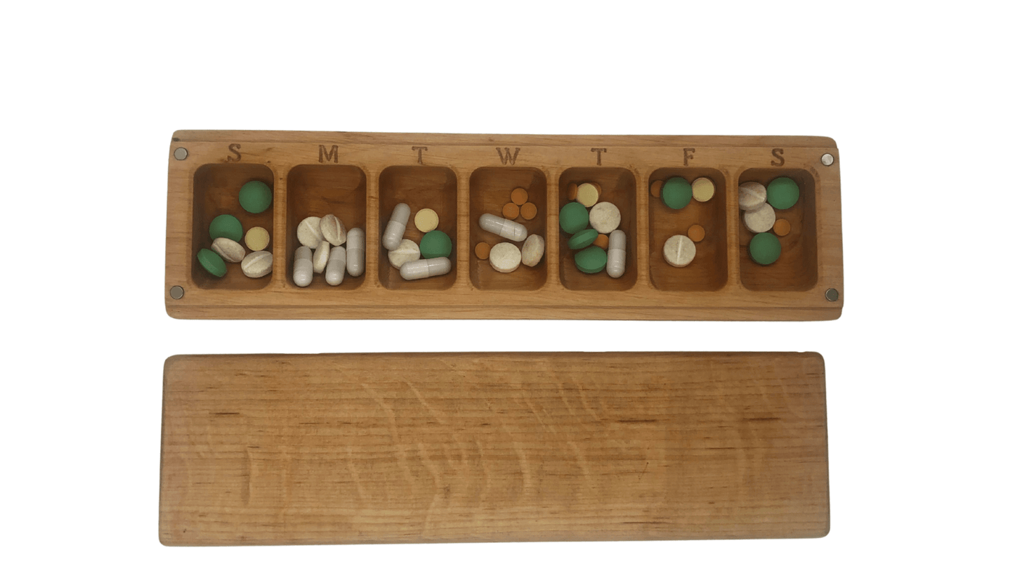 JTNlab PILLBOX BIG WEEKLY PILL BOX -  NATURAL WOOD