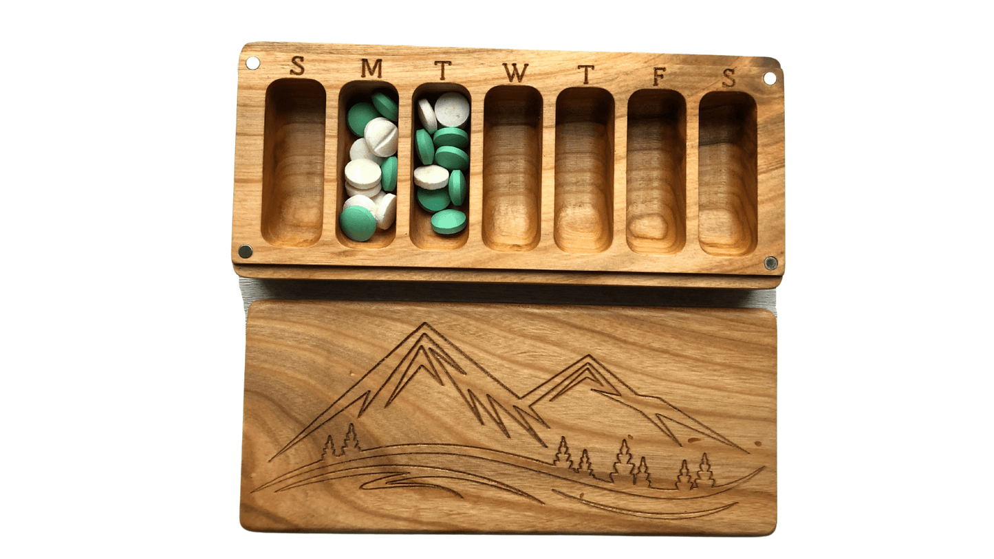 JTNlab PILLBOX BIG WOODEN PILL BOX - MOUNTAINS