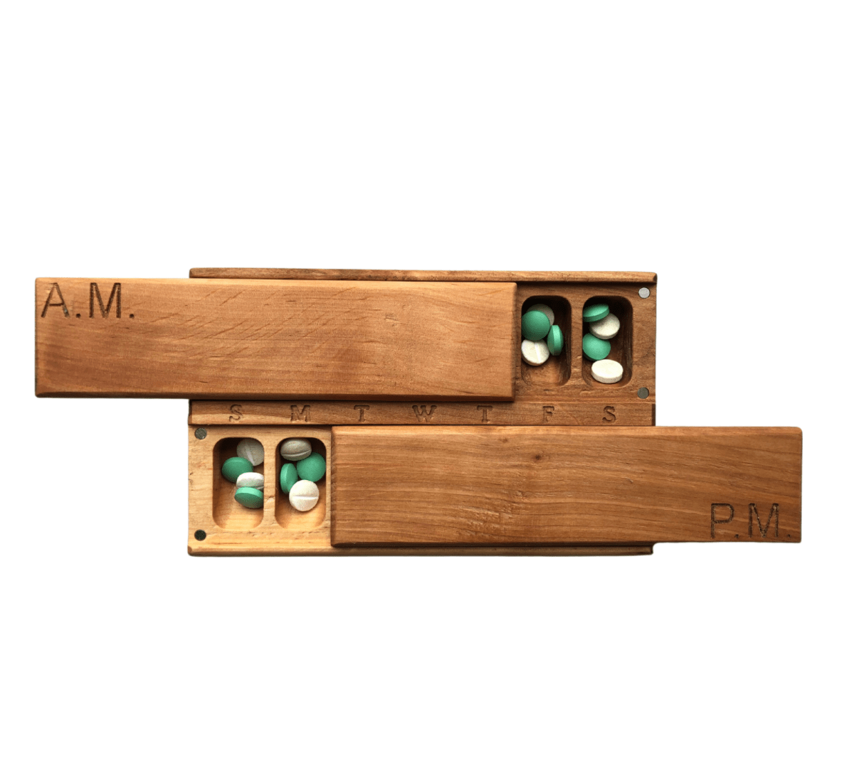 JTNlab PILLBOX Cherry / Please Select WOODEN DAY/NIGHT PILL BOX - A.M.-P.M.