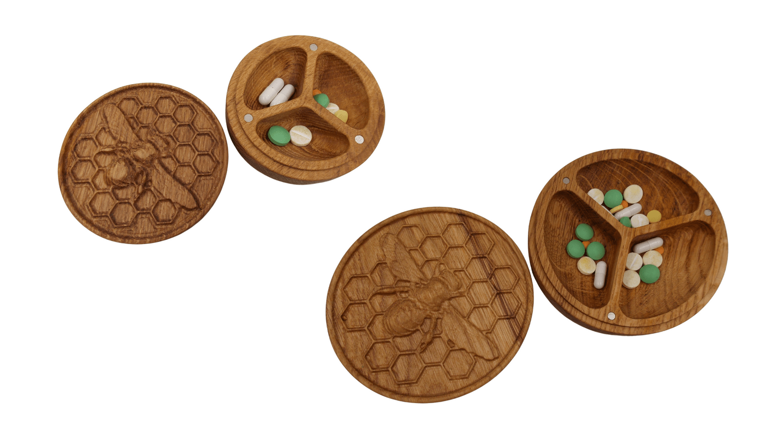 JTNlab PILLBOX DAILY ROUND PILL BOX - 3D BEE VS HONEYCOMB
