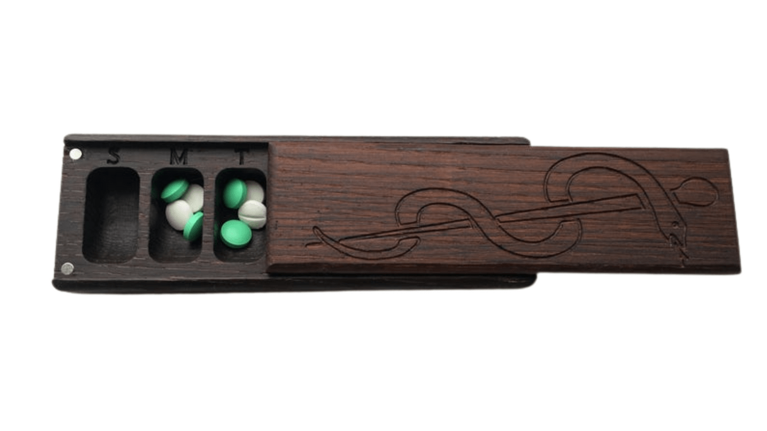 JTNlab PILLBOX Dried Ash / No Personalization / Interntal Lid WOODEN PILL BOX -  SNAKE
