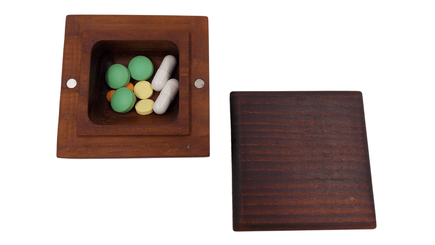 JTNlab PILLBOX Dried Ash / No Personalization SQUARE POCKET PILL BOX - NATURAL WOOD
