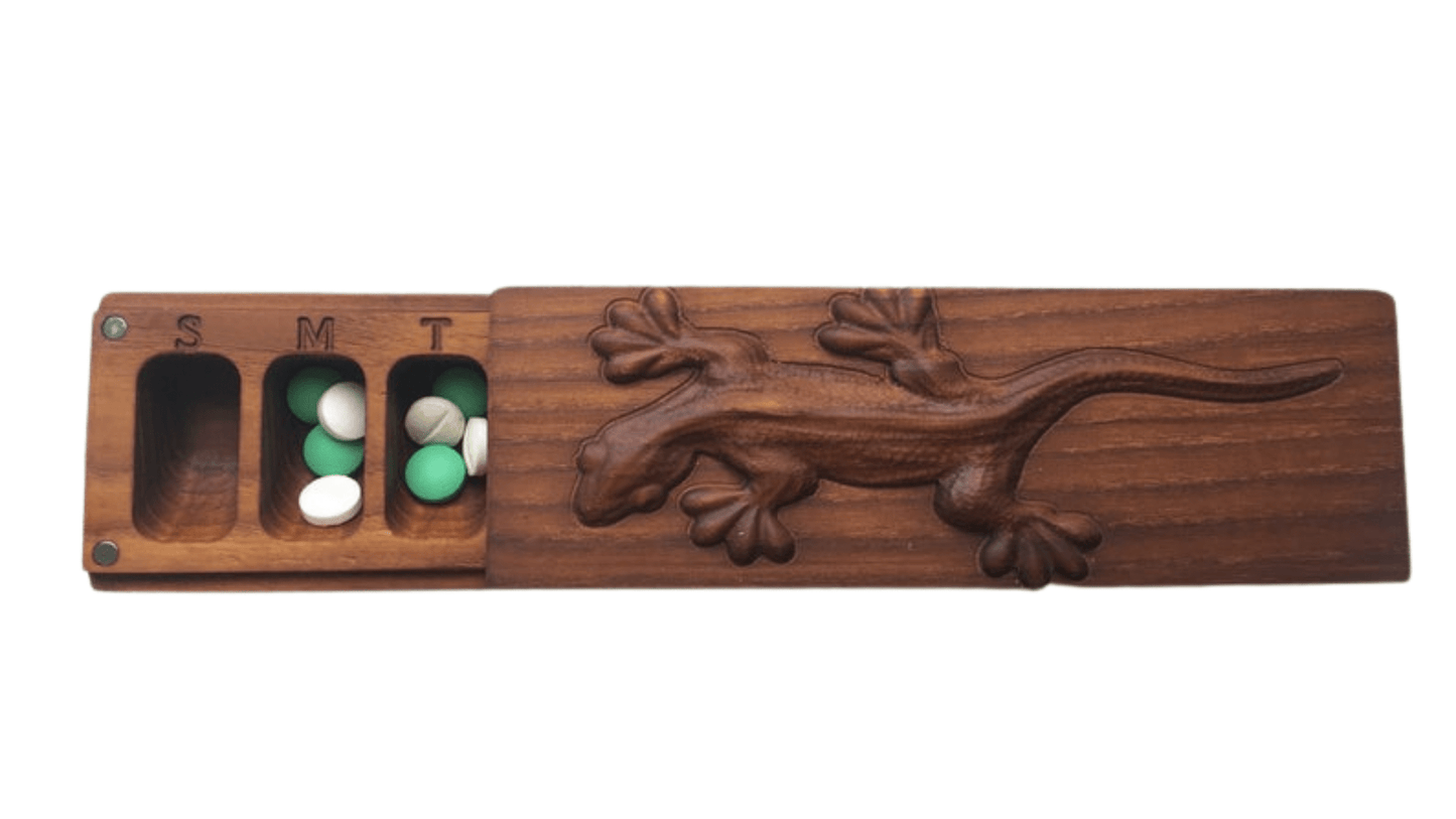 JTNlab PILLBOX Dried Ash / Please Select WOODEN PILL BOX - 3D LIZARD