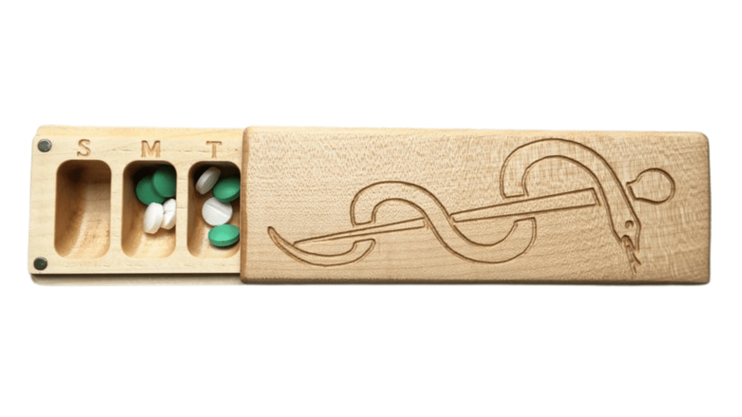 JTNlab PILLBOX Maple / No Personalization / External Lid WOODEN PILL BOX -  SNAKE