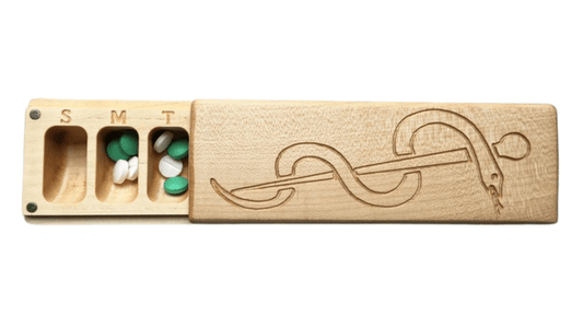 JTNlab PILLBOX Maple / No Personalization / External Lid WOODEN PILL BOX -  SNAKE