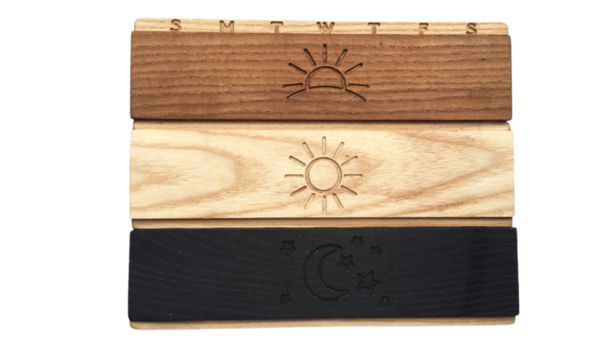 JTNlab PILLBOX Mixed Wood / No Personalization 3 TIMES DAILY WEEK PILL BOX - MORNING-LUNCH-EVENING
