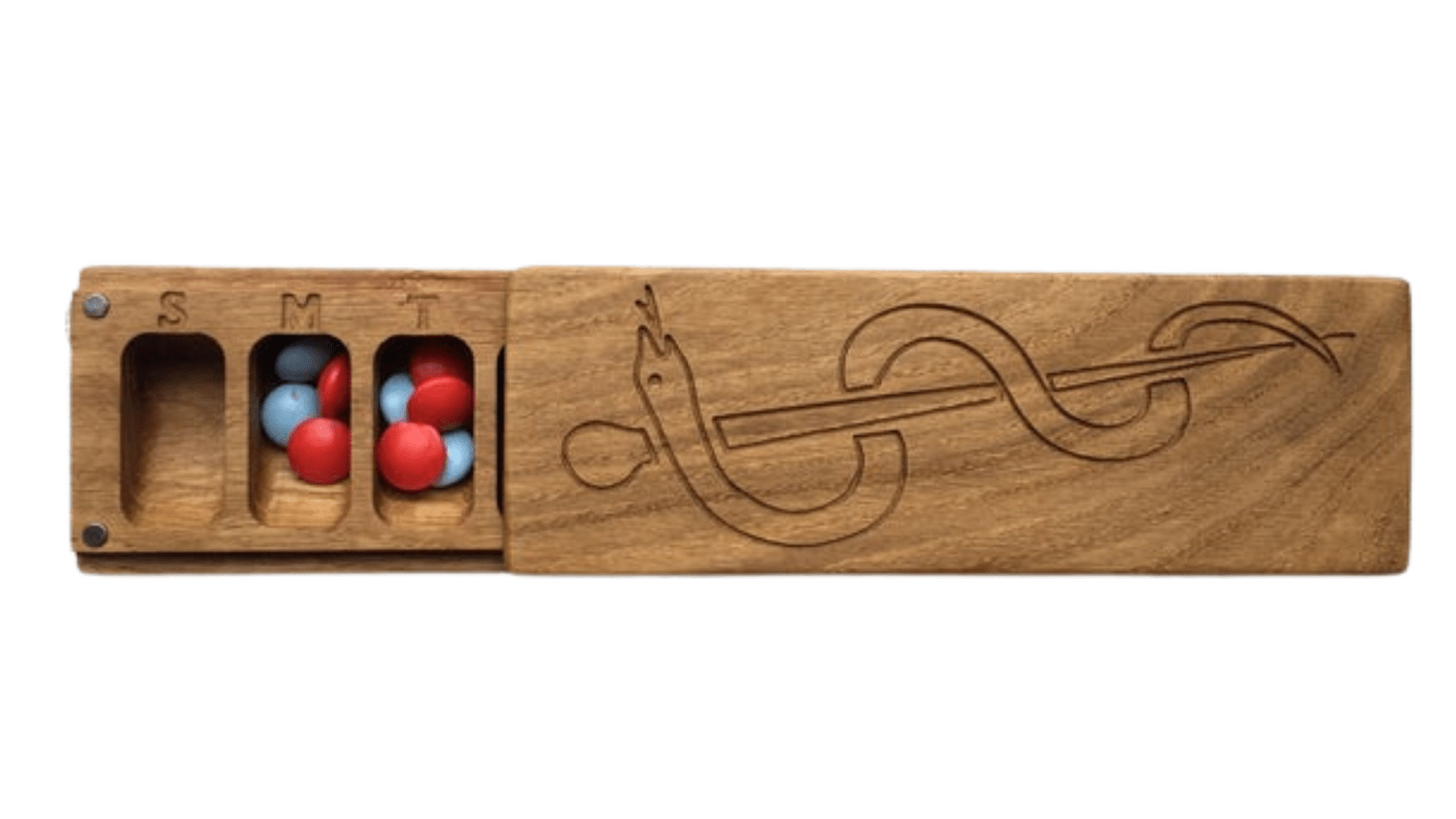 JTNlab PILLBOX Oak / No Personalization / External Lid WOODEN PILL BOX -  SNAKE