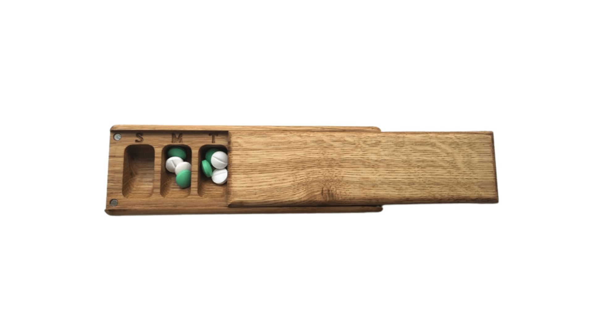 JTNlab PILLBOX Oak / No Personalization / Internal Lid WEEKLY PILL BOX - NATURAL WOOD