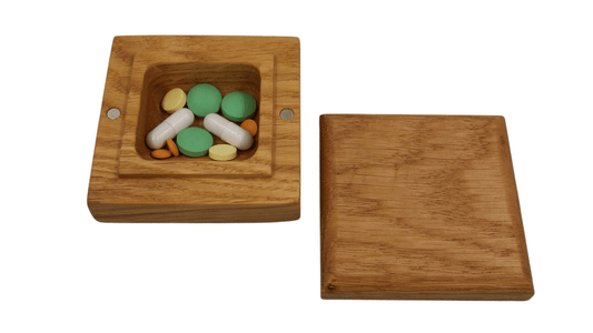 JTNlab PILLBOX Oak / No Personalization SQUARE POCKET PILL BOX - NATURAL WOOD