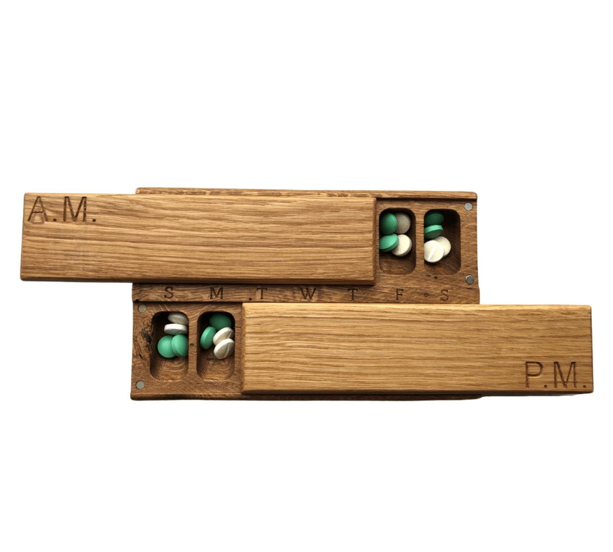 JTNlab PILLBOX Oak / Please Select WOODEN DAY/NIGHT PILL BOX - A.M.-P.M.