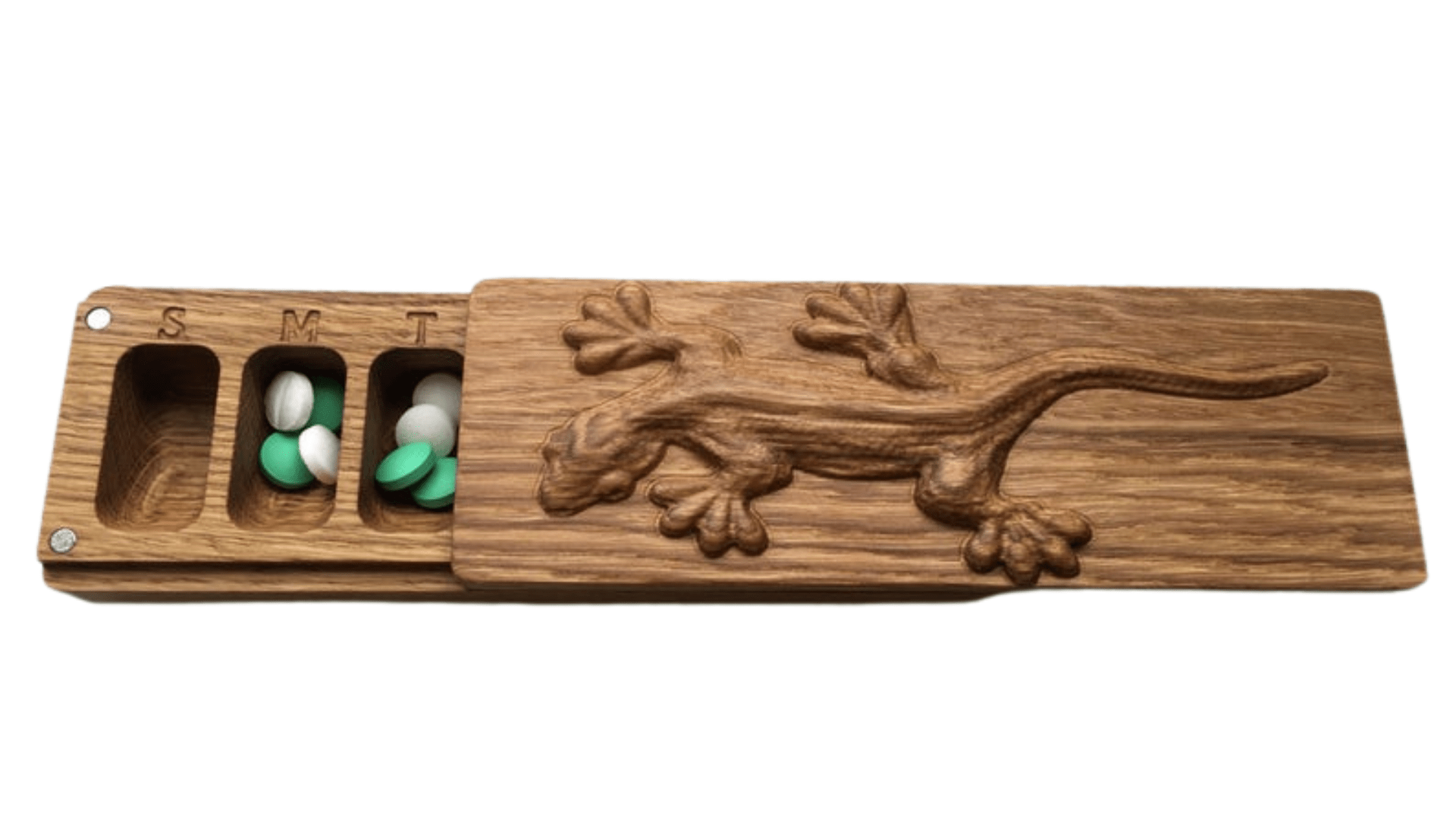 JTNlab PILLBOX Oak / Please Select WOODEN PILL BOX - 3D LIZARD