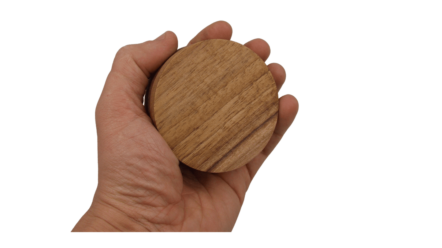 JTNlab PILLBOX ROUND POCKET PILL BOX - NATURAL WOOD