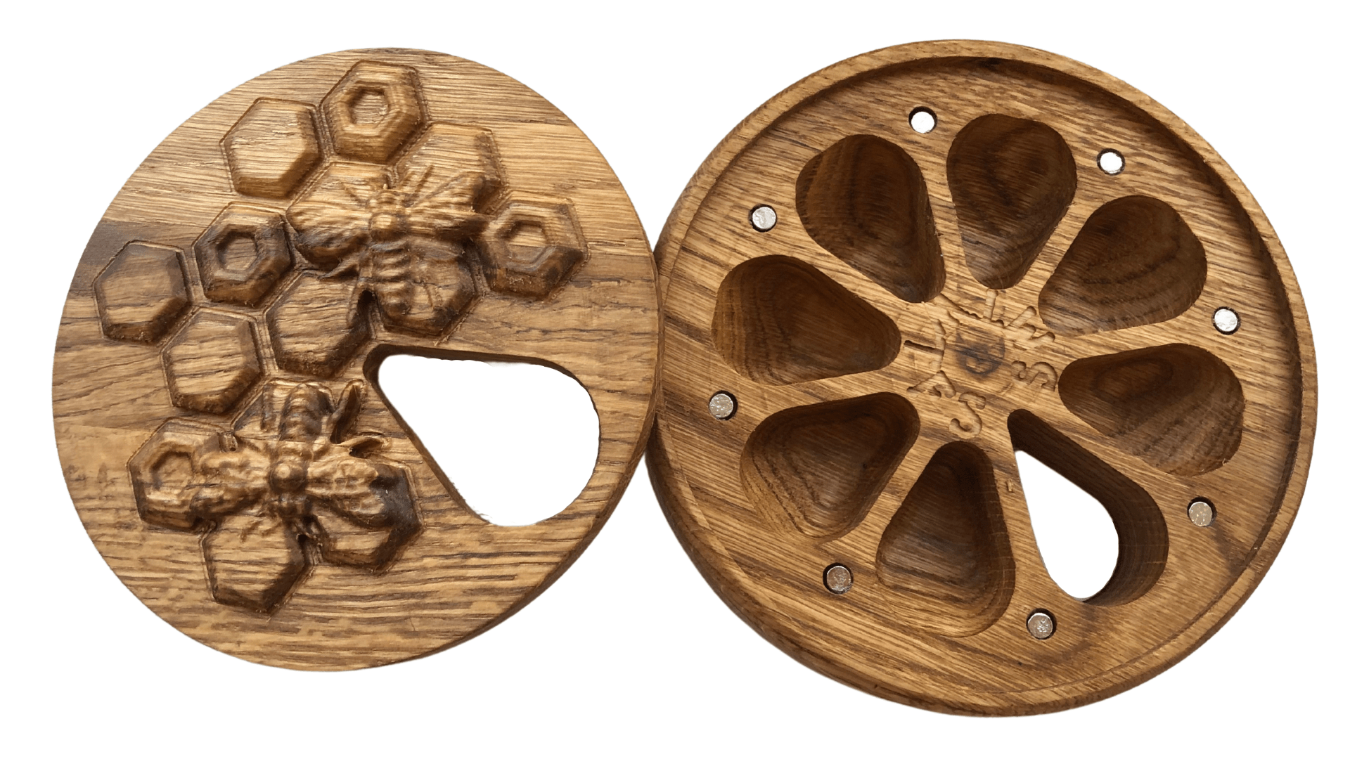 JTNlab PILLBOX ROUND WOODEN PILL BOX - 3D HONEYCOMB vs BEES